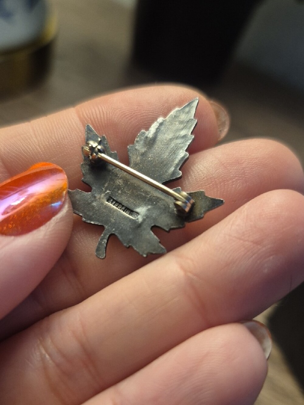 Sterling Enamel Canadian Autumn Colorful Maple Leaf Brooch Pin Vintage - Picture 3 of 5